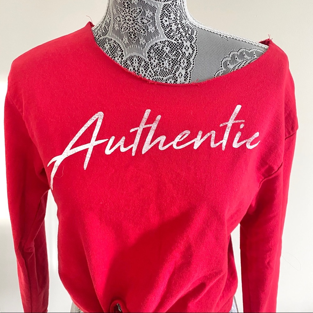 Crop Sweatshirt “Authentic” Red - Picture 2 of 2